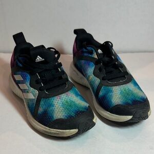 Adidas Blue and Black Sneakers with Artistic Design